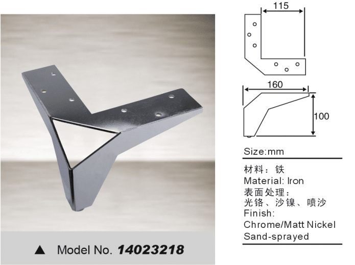 Decorative leg with iron for sofa bed