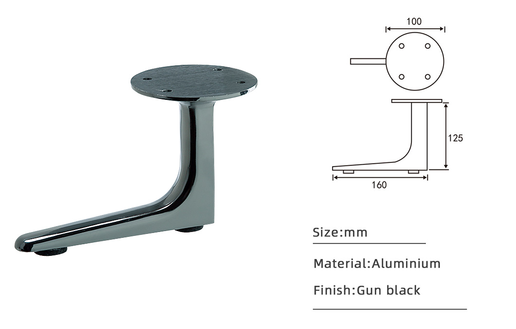 125mm chrome metal sofa leg